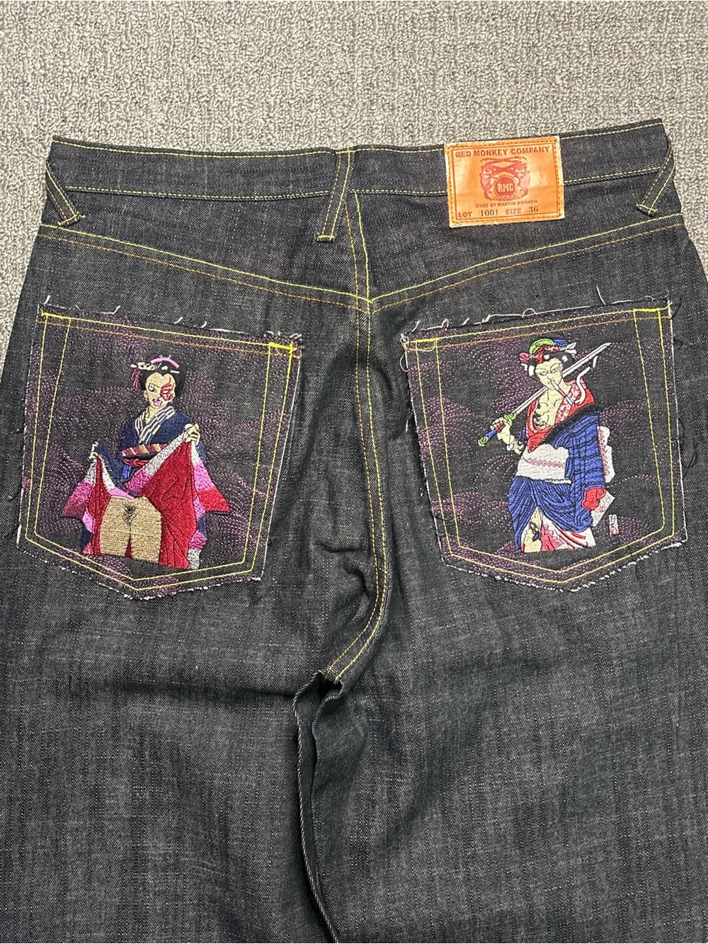 Vintage Y2K 2000s style Red Monkey Company Embroidered Baggy Jeans | $90
